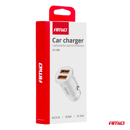 ΦΟΡΤΙΣΤΗΣ ΑΝΑΠΤΗΡΑ 12/24V ΜΕ 2 ΘΥΡΕΣ 2xUSB 10.5W 5V/2.1A ΛΕΥΚΟΣ AMIO - 1 Τεμ.