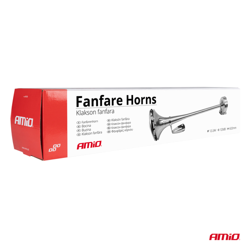 ΚΟΡΝΑ ΠΝΕΥΜΑΤΙΚΗ ΜΟΝΗ 12/24V 115dB LOW TONE ΜΗΚΟΣ:620mm ΧΡΩΜΙΟ ΑΜΙΟ - 1 ΤΕΜ.