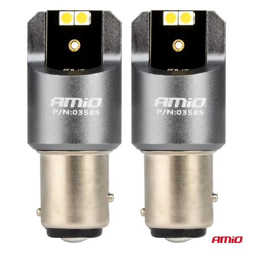 ΛΑΜΠΑΚΙΑ P21/5W BAY15d 12/24V 6.000K 4xSMD LED CAN-BUS ΛΕΥΚΟ PRO SERIES AMIO - 2 Τεμ.