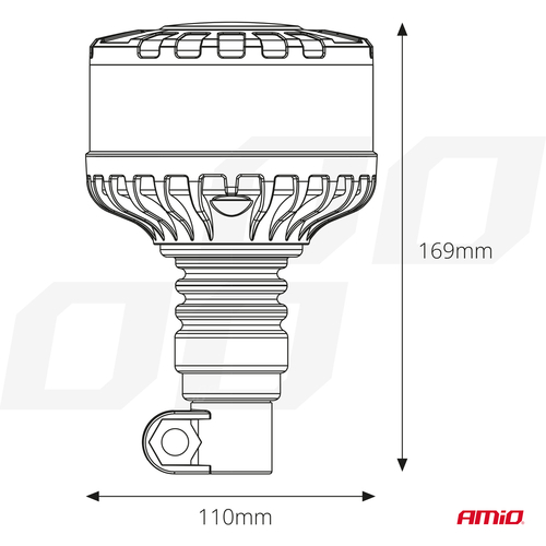 ΦΑΡΟΣ ΦΙΜΕ HEAVY DUTY W28P 12/24V 16LED ΕΛΑΣΤΙΚΟΣ ΒΙΔΩΤΟΣ ΠΟΡΤΟΚΑΛΙ Υ169mm Φ110mm AMIO - 1 τεμ.