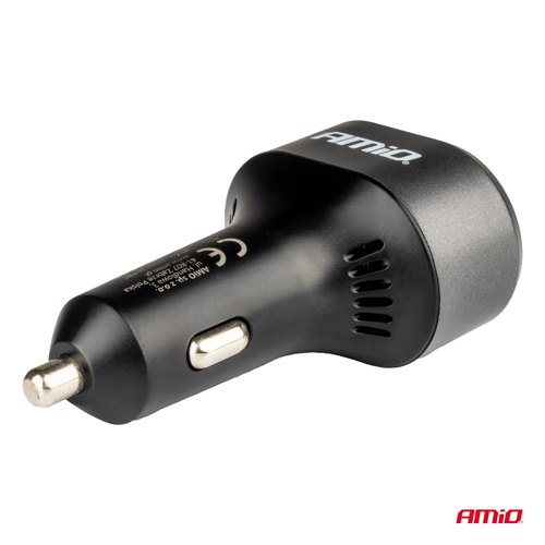 ΦΟΡΤΙΣΤΗΣ ΑΝΑΠΤΗΡΑ ΜΕ 3 ΘΥΡΕΣ 2xUSB-C 65W/20W+USB-A QUICK CHARGE 3.0 ΜΑΥΡΟ AMIO - 1 Τεμ.