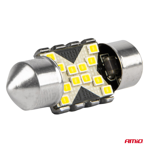 ΛΑΜΠΑΚΙΑ ΠΛΑΦΟΝΙΕΡΑΣ 31mm 12/24V C5W 5500K 12xSMD 2016 CAN-BUS FESTOON (ΛΕΥΚΟ) ΑΜΙΟ - 2 ΤΕΜ.