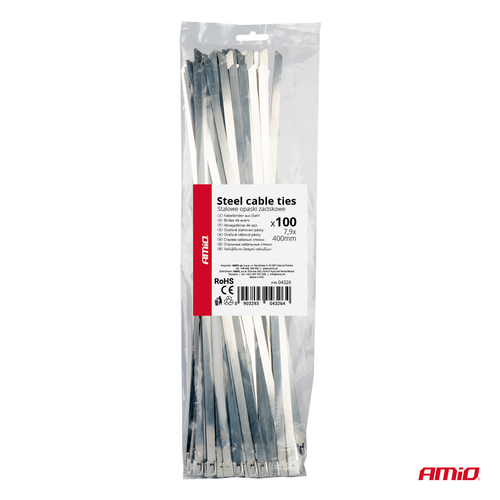 ΔΕΜΑΤΙΚΑ/ΔΕΤΙΚΑ ΚΑΛΩΔΙΩΝ TIE WRAP (ΤΑΙΡΑΠ) ΜΕΤΑΛΛΙΚΑ 7,9 x 400mm ΑΜΙΟ - 100 ΤΕΜ.