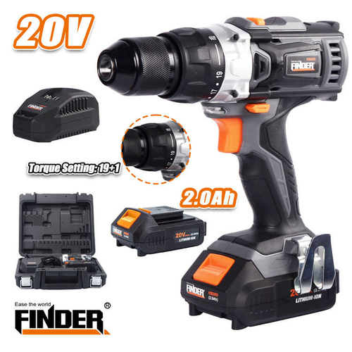 Δραπανοκατσάβιδο μπαταρίας Li-ion - 20V - Finder - 197352