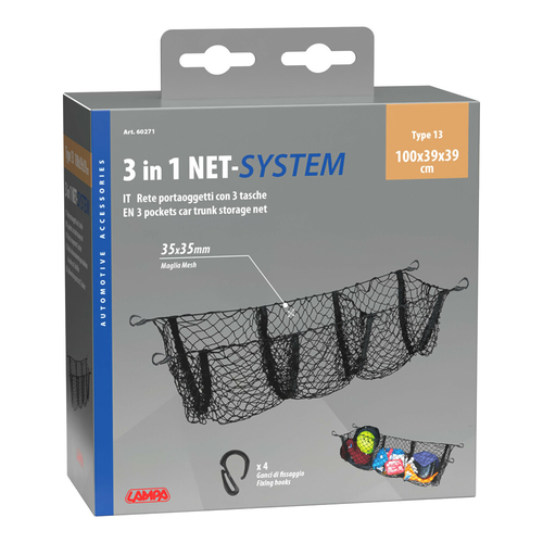 ΕΛΑΣΤΙΚΟ ΔΙΧΤΥ ΠΟΡΤ ΜΠΑΓΚΑΖ 3 ΘΕΣΕΩΝ NET SYSTEM 13 ΜΕ 4 ΓΑΝΤΖΟΥΣ 100x39x39cm LAMPA -  1 ΤΕΜ.