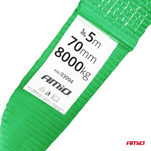 ΙΜΑΝΤΑΣ ΡΥΜΟΥΛΚΗΣΗΣ TOW ROPE H+U ΠΡΑΣΙΝΟ 75mm 8000KG 5m AMIO - 1 τεμ.