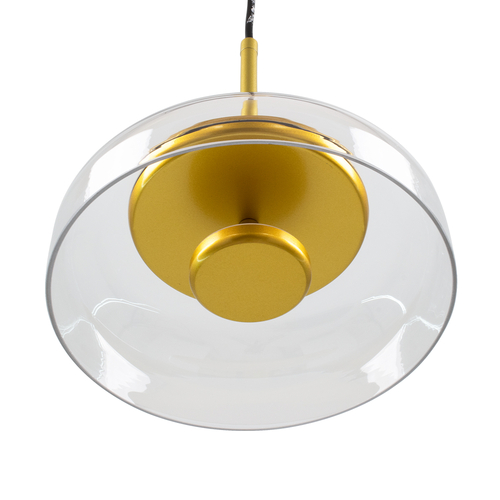 GloboStar® CHARLOTTE 00742 Μοντέρνο Κρεμαστό Φωτιστικό Καμπάνα CREE LED 5W 500lm 180° AC 85-265V IP20 Θερμό Λευκό 2700K Διάφανο Γυαλί με Χρυσό Μέταλλο - Μ23 x Π23 x Υ23cm - 2 Xρόνια Εγγύηση