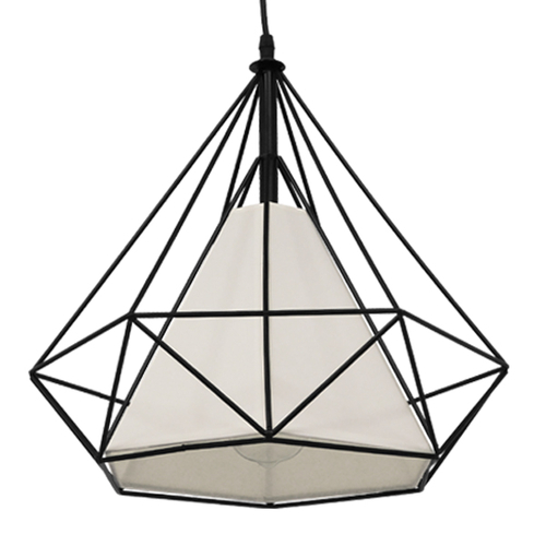 GloboStar® KAIRI 01618 Μοντέρνο Κρεμαστό Φωτιστικό Πλέγμα Μονόφωτο 1 x E27 IP20 Μαύρο Μέταλλο με Λευκό Ύφασμα - Μ38 x Π38 x Υ39cm GloboStar® KAIRI 01618 Μοντέρνο Κρεμαστό Φωτιστικό Πλέγμα Μονόφωτο 1 x E27 IP20 Μαύρο Μέταλλο με Λευκό Ύφασμα - Μ38 x Π38 x Υ39cm