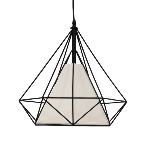 GloboStar® KAIRI 01618 Μοντέρνο Κρεμαστό Φωτιστικό Πλέγμα Μονόφωτο 1 x E27 IP20 Μαύρο Μέταλλο με Λευκό Ύφασμα - Μ38 x Π38 x Υ39cm GloboStar® KAIRI 01618 Μοντέρνο Κρεμαστό Φωτιστικό Πλέγμα Μονόφωτο 1 x E27 IP20 Μαύρο Μέταλλο με Λευκό Ύφασμα - Μ38 x Π38 x Υ39cm