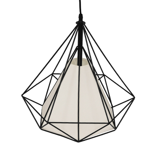 GloboStar® KAIRI 01618 Μοντέρνο Κρεμαστό Φωτιστικό Πλέγμα Μονόφωτο 1 x E27 IP20 Μαύρο Μέταλλο με Λευκό Ύφασμα - Μ38 x Π38 x Υ39cm GloboStar® KAIRI 01618 Μοντέρνο Κρεμαστό Φωτιστικό Πλέγμα Μονόφωτο 1 x E27 IP20 Μαύρο Μέταλλο με Λευκό Ύφασμα - Μ38 x Π38 x Υ39cm