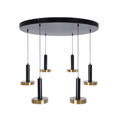 GLOBOSTAR® ZANE 60935 Κρεμαστό Φωτιστικό Design LED CCT 100W 11200lm 120° AC 220-240V IP20 - Εναλλαγή Φωτισμού μέσω Τηλεχειριστηρίου All In One Ψυχρό 6000k+Φυσικό 4500k+Θερμό 2700k Dimmable - Φ80 x Υ20cm - Μαύρο & Χρυσό - 3 Χρόνια Εγγύηση