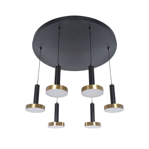 GLOBOSTAR® ZANE 60935 Κρεμαστό Φωτιστικό Design LED CCT 100W 11200lm 120° AC 220-240V IP20 - Εναλλαγή Φωτισμού μέσω Τηλεχειριστηρίου All In One Ψυχρό 6000k+Φυσικό 4500k+Θερμό 2700k Dimmable - Φ80 x Υ20cm - Μαύρο & Χρυσό - 3 Χρόνια Εγγύηση