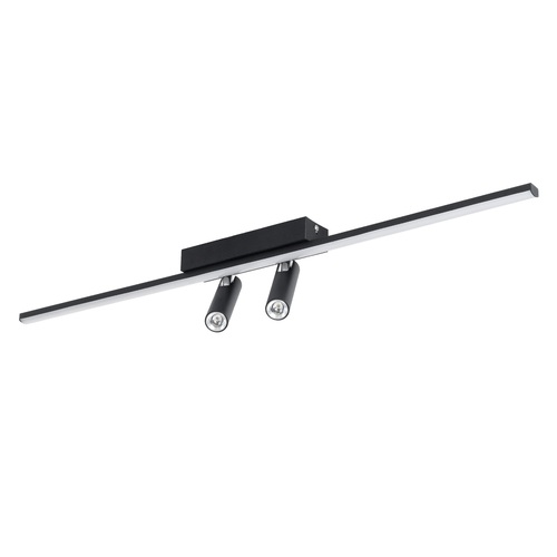 GLOBOSTAR® BARETTI 61226 Φωτιστικό Οροφής Linear Design LED CCT με Κινούμενα Σποτ LED Downlight 24W 2688lm 160° & 45° AC 220-240V IP20  - Εναλλαγή Φωτισμού μέσω Διακόπτη On/Off All In One Ψυχρό 6000k+Φυσικό 4500k+Θερμό 2700k - Μ80 x Π5.5 x Υ5 cm - Μαύρο - 3 Χρόνια Εγγύηση
