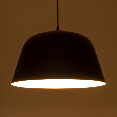 GloboStar® UPVALE 01281 Μοντέρνο Κρεμαστό Φωτιστικό Καμπάνα Μονόφωτο 1 x E27 IP20 Μαύρο & Λευκό Μέταλλο - Μ40 x Π40 x Υ24cm