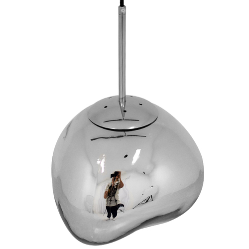 GloboStar® DIXAR 01460 Μοντέρνο Κρεμαστό Φωτιστικό Μπάλα Μονόφωτο 1 x E27 IP20 Ασημί Γυαλί - Μ28 x Π28 x Υ40cm