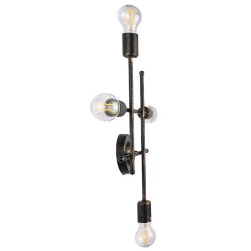 GloboStar® PIPING 00663 Vintage Επιτοίχιο Φωτιστικό Πολύφωτο 4xE27 IP20 Μπρούτζινο Μέταλλο - Μ40 x Π9 x Υ52cm