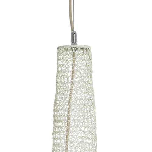 GloboStar® KENTUCKY 01886 Vintage Κρεμαστό Φωτιστικό Πλέγμα Μονόφωτο 1 x E27 IP20 Μπεζ Μέταλλο - Μ90 x Π90 x Υ150cm