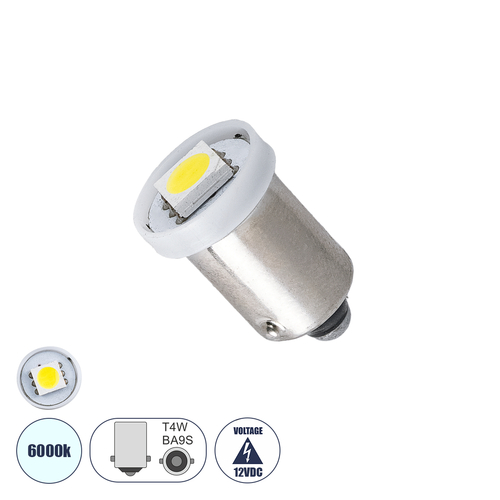 GloboStar® T4W BA9S BA9S T4W 81282 Λάμπα Αυτοκίνητου 5050 1SMD HIGH BRIGHT 0.12W 12LM DC12V IP20 Ψυχρό Λευκό 6000K GloboStar® T4W BA9S BA9S T4W 81282 Λάμπα Αυτοκίνητου 5050 1SMD HIGH BRIGHT 0.12W 12LM DC12V IP20 Ψυχρό Λευκό 6000K