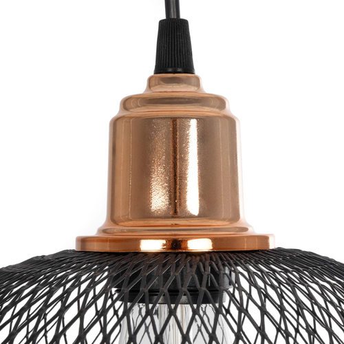 GloboStar® WIRE 203-0004 Μοντέρνο Κρεμαστό Φωτιστικό Πλέγμα Μονόφωτο 1 x E27 IP20 Μαύρο Μέταλλο - Μ25 x Π25 x Υ30cm