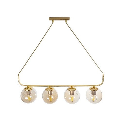 GloboStar® LATTICE 203-0019 Μοντέρνο Κρεμαστό Φωτιστικό Ράγα Πολύφωτο 4 x E27 IP20 Χρυσό Μέταλλο με Mελί Γυαλί - Μ78 x Π15 x Υ81cm