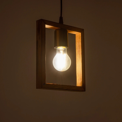 GloboStar® EDISON 203-0020 Vintage Κρεμαστό Φωτιστικό Ανάρτηση Μονόφωτο 1 x E27 IP20 Μπεζ Ξύλο - Μ19 x Π5 x Υ22cm