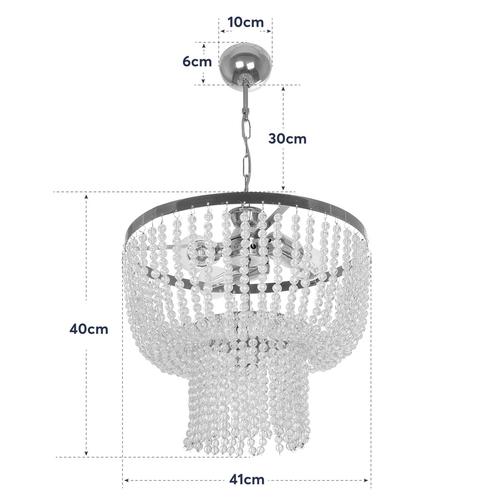 GloboStar® CRYSTAL 203-0028 Κλασικό Κρεμαστό Φωτιστικό Κρύσταλλα Τρίφωτο 3 x E27 IP20 Χρυσό Μέταλλο με Διάφανο Κρύσταλλο - Μ41 x Π41 x Υ40cm