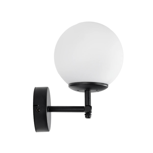 GloboStar® DALPH 203-0032 Vintage Επιτοίχιο Φωτιστικό Απλίκα Μονόφωτο 1 x E27 IP20 Μαύρο Μέταλλο με Λευκό Γυαλί - M18 x Π15 x Υ23cm