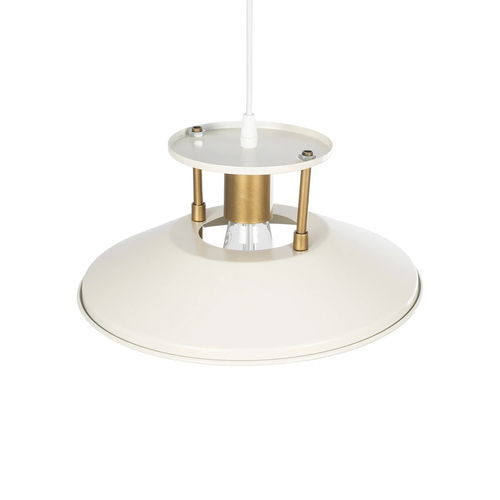 GloboStar® BILLA 203-0041 Vintage Κρεμαστό Φωτιστικό Καμπάνα Μονόφωτο 1 x E27 IP20 Λευκό & Χρυσό Μέταλλο - M30.5 x Π30.5 x Υ20cm