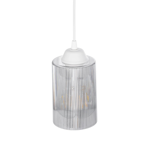 GloboStar® TORUS 203-0064 Μοντέρνο Κρεμαστό Φωτιστικό Καμπάνα Μονόφωτο 1 x E27 IP20 Λευκό Πλαστικό - Μ10.5 x Π10.5 x Υ18.5cm