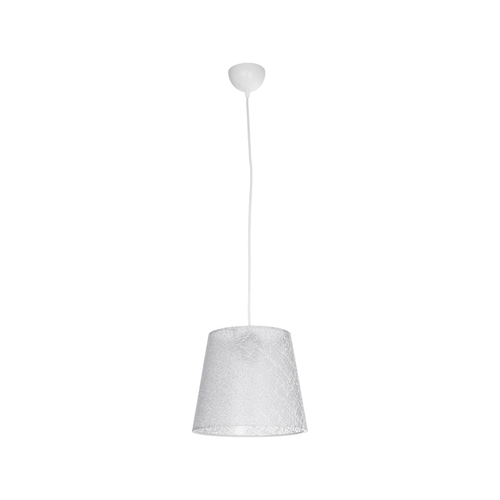 GloboStar® CONEY 203-0069 Μοντέρνο Κρεμαστό Φωτιστικό Καπέλο Μονόφωτο 1 x E27 IP20 Λευκό Ύφασμα - Μ26 x Π26 x Υ25cm