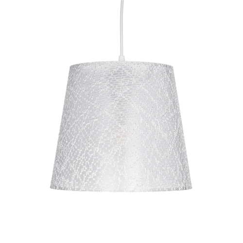 GloboStar® CONEY 203-0069 Μοντέρνο Κρεμαστό Φωτιστικό Καπέλο Μονόφωτο 1 x E27 IP20 Λευκό Ύφασμα - Μ26 x Π26 x Υ25cm
