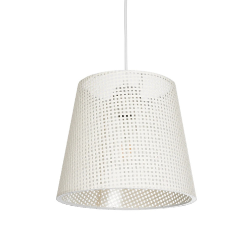 GloboStar® CONEY 203-0071 Μοντέρνο Κρεμαστό Φωτιστικό Καπέλο Μονόφωτο 1 x E27 IP20 Mπεζ Διάτρητο Ύφασμα - Μ26 x Π26 x Υ25cm
