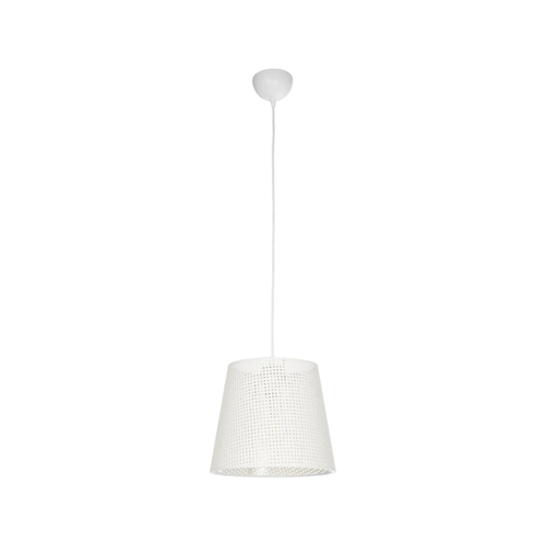 GloboStar® CONEY 203-0071 Μοντέρνο Κρεμαστό Φωτιστικό Καπέλο Μονόφωτο 1 x E27 IP20 Mπεζ Διάτρητο Ύφασμα - Μ26 x Π26 x Υ25cm