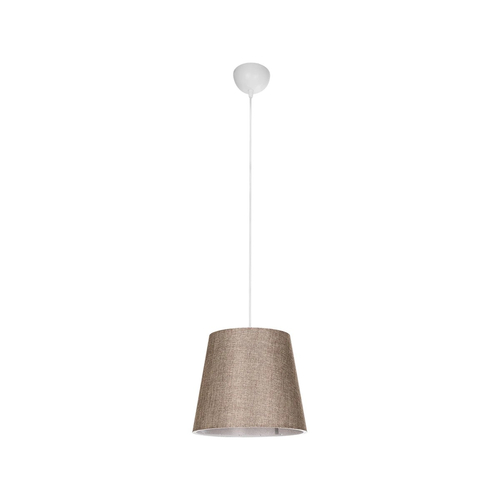 GloboStar® CONEY 203-0073 Μοντέρνο Κρεμαστό Φωτιστικό Καπέλο Μονόφωτο 1 x E27 IP20 Καφέ Ύφασμα - Μ26 x Π26 x Υ25cm