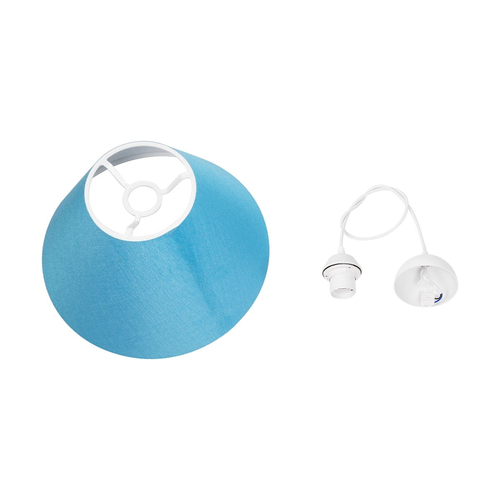 GloboStar® RIFT 203-0075 Μοντέρνο Κρεμαστό Φωτιστικό Καπέλο Μονόφωτο 1 x E27 IP20 Μπλε Ύφασμα - Μ35 x Π35 x Υ22.5cm