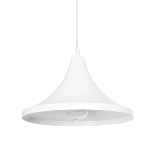 GloboStar® BELFRY 203-0079 Μοντέρνο Κρεμαστό Φωτιστικό Καμπάνα Μονόφωτο 1 x E27 IP20 Λεύκο Πλαστικό - Μ29.5 x Π29.5 x Υ21cm