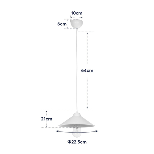 GloboStar® FONTE 203-0081 Μοντέρνο Κρεμαστό Φωτιστικό Καμπάνα Μονόφωτο 1 x E27 IP20 Λευκό Πλαστικό - Μ25.5 x Π25.5 x Υ10cm