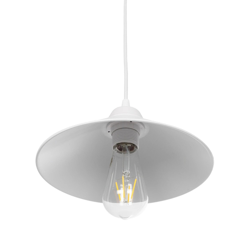 GloboStar® FONTE 203-0081 Μοντέρνο Κρεμαστό Φωτιστικό Καμπάνα Μονόφωτο 1 x E27 IP20 Λευκό Πλαστικό - Μ25.5 x Π25.5 x Υ10cm