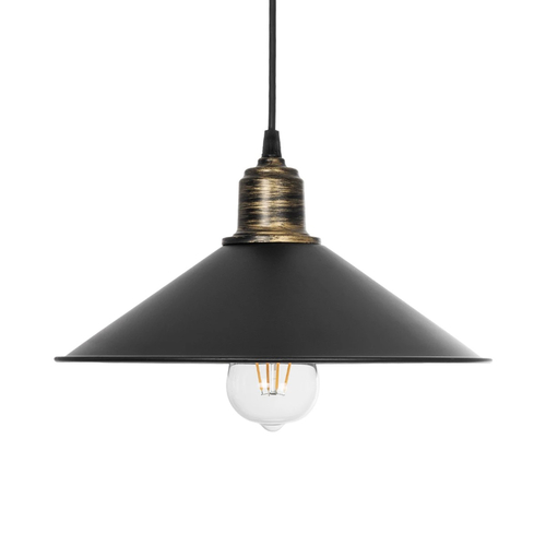 GloboStar® FERRO 203-0082 Μοντέρνο Κρεμαστό Φωτιστικό Καμπάνα Μονόφωτο 1 x E27 IP20 Μαύρο & Μπρούτζινο Πλαστικό - Μ30 x Π30 x Υ15cm