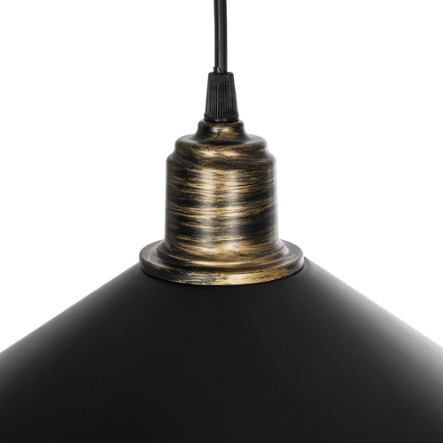 GloboStar® FERRO 203-0082 Μοντέρνο Κρεμαστό Φωτιστικό Καμπάνα Μονόφωτο 1 x E27 IP20 Μαύρο & Μπρούτζινο Πλαστικό - Μ30 x Π30 x Υ15cm