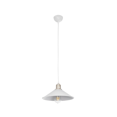 GloboStar® FERRO 203-0083 Μοντέρνο Κρεμαστό Φωτιστικό Καμπάνα Μονόφωτο 1 x E27 IP20 Λευκό & Χρυσό Πλαστικό - Μ30 x Π30 x Υ15cm