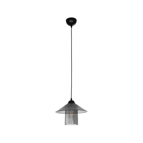 GloboStar® PROMO 203-0089 Μοντέρνο Κρεμαστό Φωτιστικό Καμπάνα Μονόφωτο 1 x E27 IP20 Μαύρο Πλαστικό - Μ25.5 x Π25.5 x Υ20cm