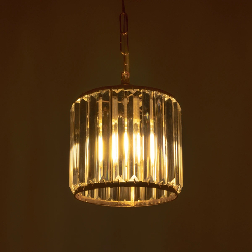 GloboStar® GLAMOROUS 203-0093 Κλασικό Κρεμαστό Φωτιστικό Κρύσταλλα Μονόφωτο 1 x E27 IP20 Χρυσό Μέταλλο με Διάφανο Κρύσταλλο - Μ19 x Π19 x Υ16.5cm