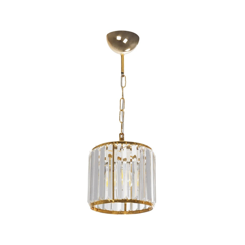 GloboStar® GLAMOROUS 203-0093 Κλασικό Κρεμαστό Φωτιστικό Κρύσταλλα Μονόφωτο 1 x E27 IP20 Χρυσό Μέταλλο με Διάφανο Κρύσταλλο - Μ19 x Π19 x Υ16.5cm