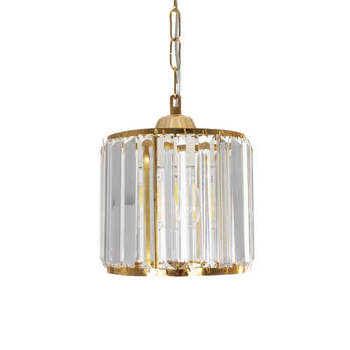 GloboStar® GLAMOROUS 203-0093 Κλασικό Κρεμαστό Φωτιστικό Κρύσταλλα Μονόφωτο 1 x E27 IP20 Χρυσό Μέταλλο με Διάφανο Κρύσταλλο - Μ19 x Π19 x Υ16.5cm