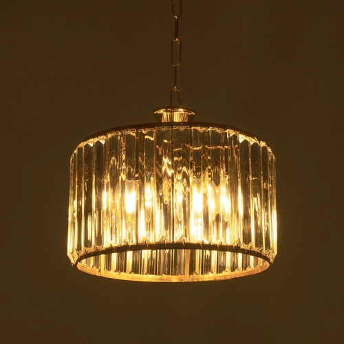 GloboStar® GLAMOROUS 203-0094 Κλασικό Κρεμαστό Φωτιστικό Κρύσταλλα Τρίφωτο 3 x E27 IP20 Χρυσό Μεταλλό με Διάφανο Κρύσταλλο - Μ28 x Π28 x Υ21.5cm