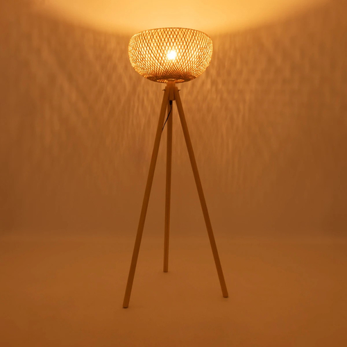 GloboStar® POPPY 01983 Boho Επιδαπέδιο Φωτιστικό Μονόφωτο 1 x E27 IP20 Μπεζ Ξύλο - Μ58 x Π58 x Υ143cm GloboStar® POPPY 01983 Boho Επιδαπέδιο Φωτιστικό Μονόφωτο 1 x E27 IP20 Μπεζ Ξύλο - Μ58 x Π58 x Υ143cm