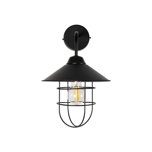 GloboStar® CAGE 203-0096 Vintage Επιτοίχιο Φωτιστικό Απλίκα Μονόφωτο 1 x E27 IP20 Μαύρο Μέταλλο - M22 x Π28 x Υ35cm