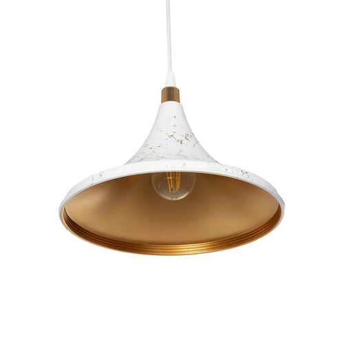 GloboStar® MARBLE 203-0098 Μοντέρνο Κρεμαστό Φωτιστικό Καμπάνα Μονόφωτο 1 x E27 IP20 Λεύκο & Χρυσό Πλαστικό - Μ30 x Π30 x Υ20cm GloboStar® MARBLE 203-0098 Μοντέρνο Κρεμαστό Φωτιστικό Καμπάνα Μονόφωτο 1 x E27 IP20 Λεύκο & Χρυσό Πλαστικό - Μ30 x Π30 x Υ20cm