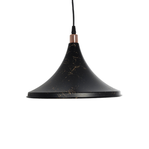 GloboStar® MARBLE 203-0099 Μοντέρνο Κρεμαστό Φωτιστικό Καμπάνα Μονόφωτο 1 x E27 IP20 Μαύρο & Χρυσό Πλαστικό - Μ30 x Π30 x Υ20cm